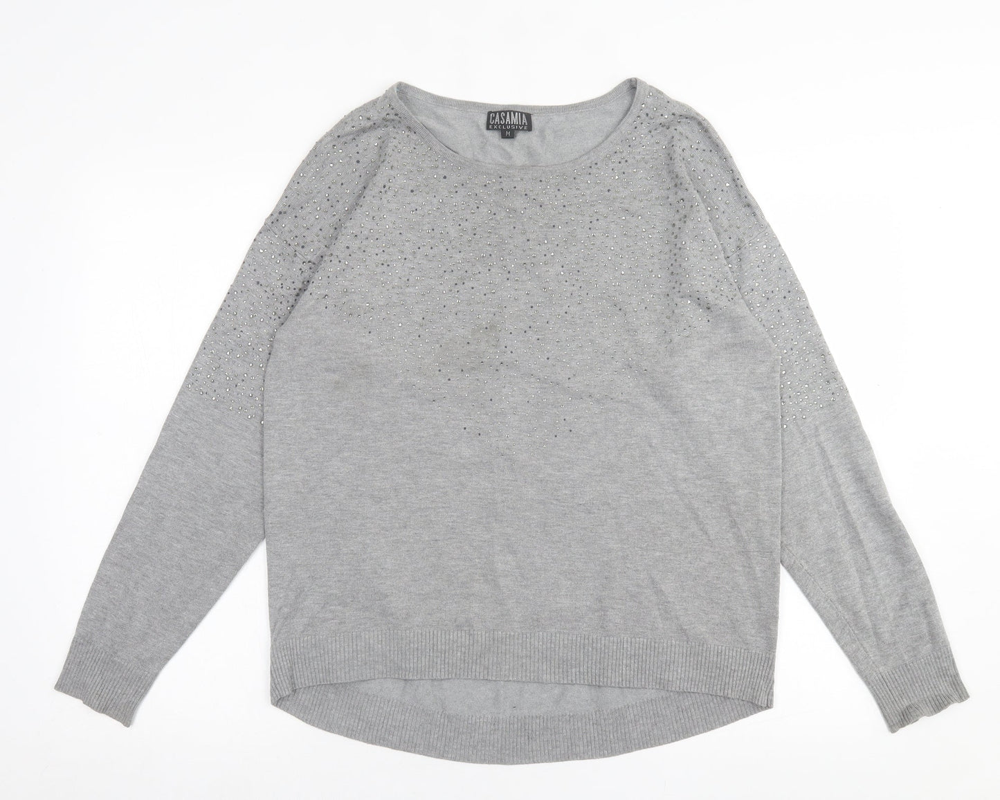 Casamia  Womens Grey Crew Neck  Viscose Pullover Jumper Size M