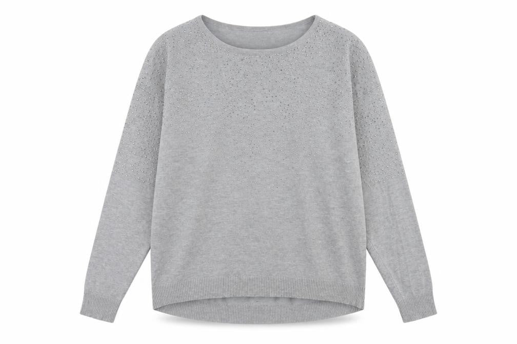 Casamia Womens Grey Crew Neck Viscose Pullover Jumper Size M