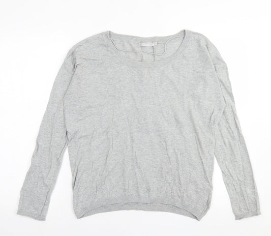 Yaya Woman Womens Grey Collared  Cotton Pullover Jumper Size L