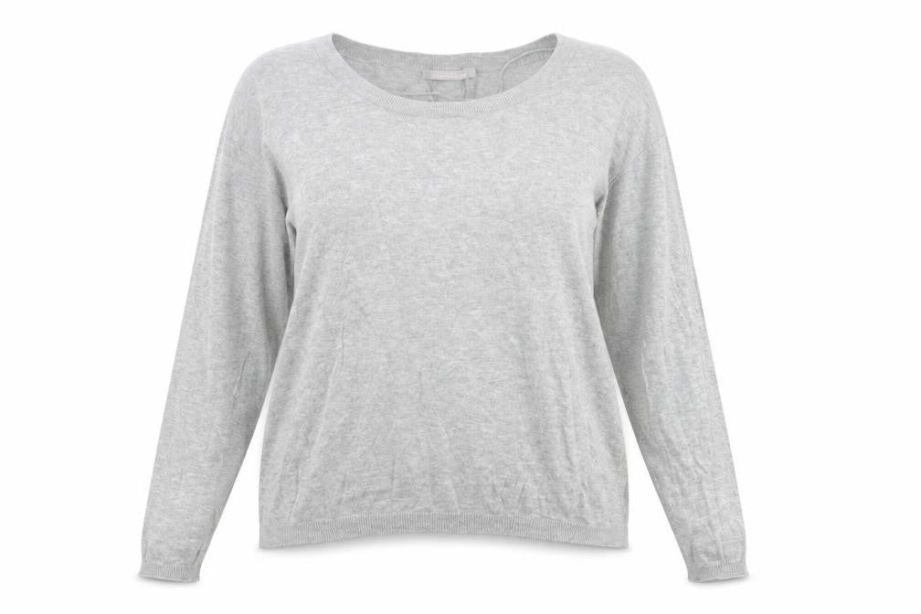 Yaya Woman Womens Grey Collared  Cotton Pullover Jumper Size L