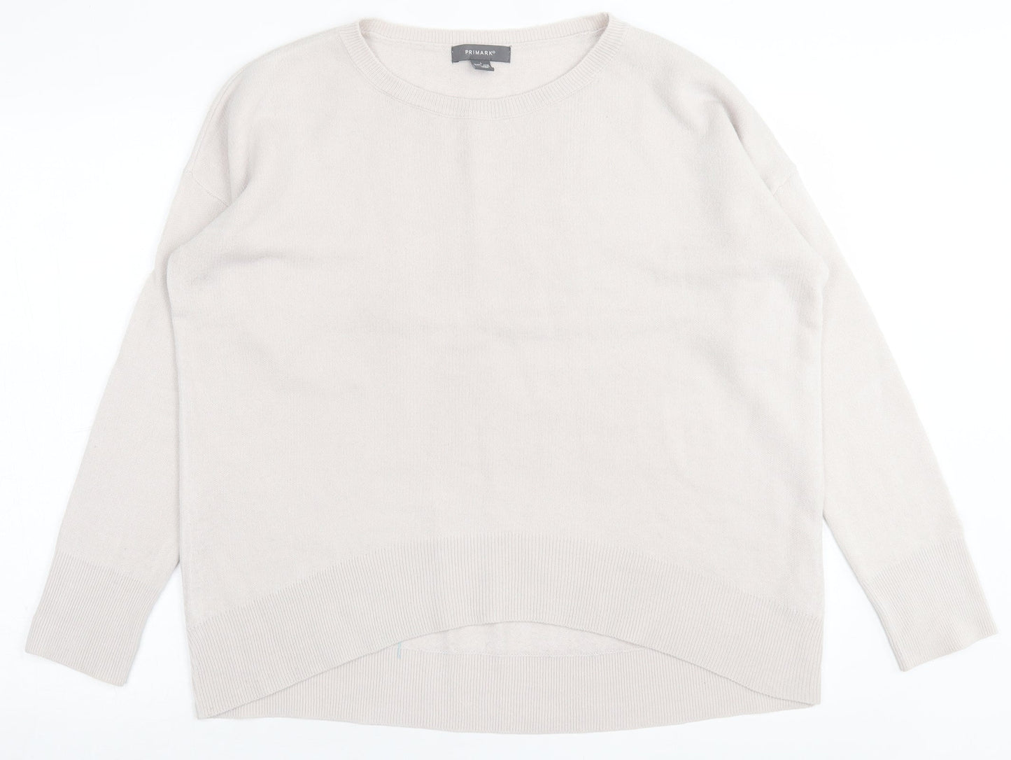 Primark Womens Beige Crew Neck  Acrylic Pullover Jumper Size L