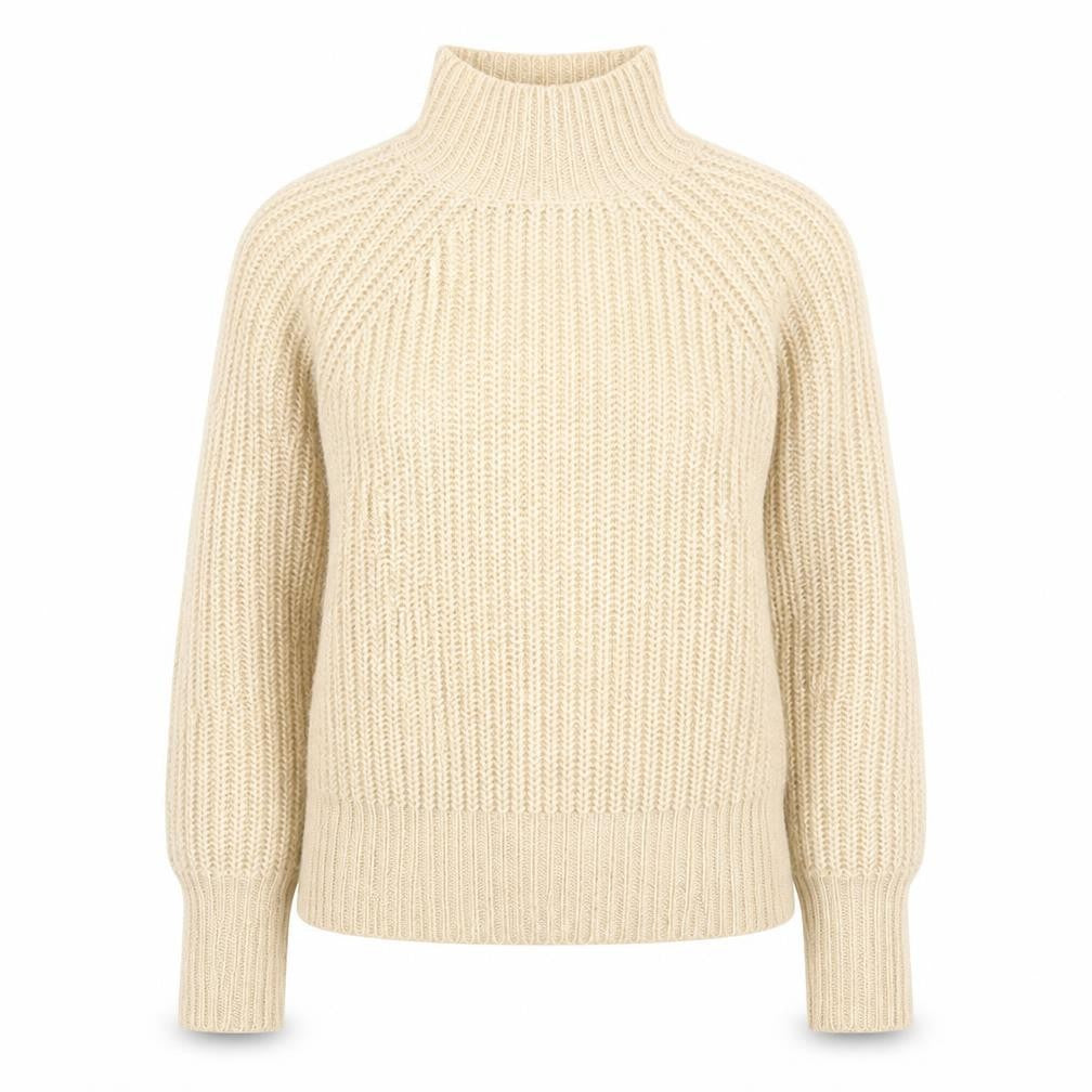 brave sould Womens Beige High Neck  Acrylic Pullover Jumper Size S