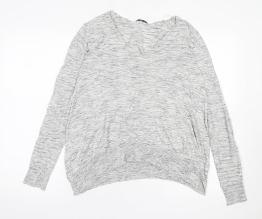 Zara Womens Grey V-Neck  Polyester Pullover Jumper Size M