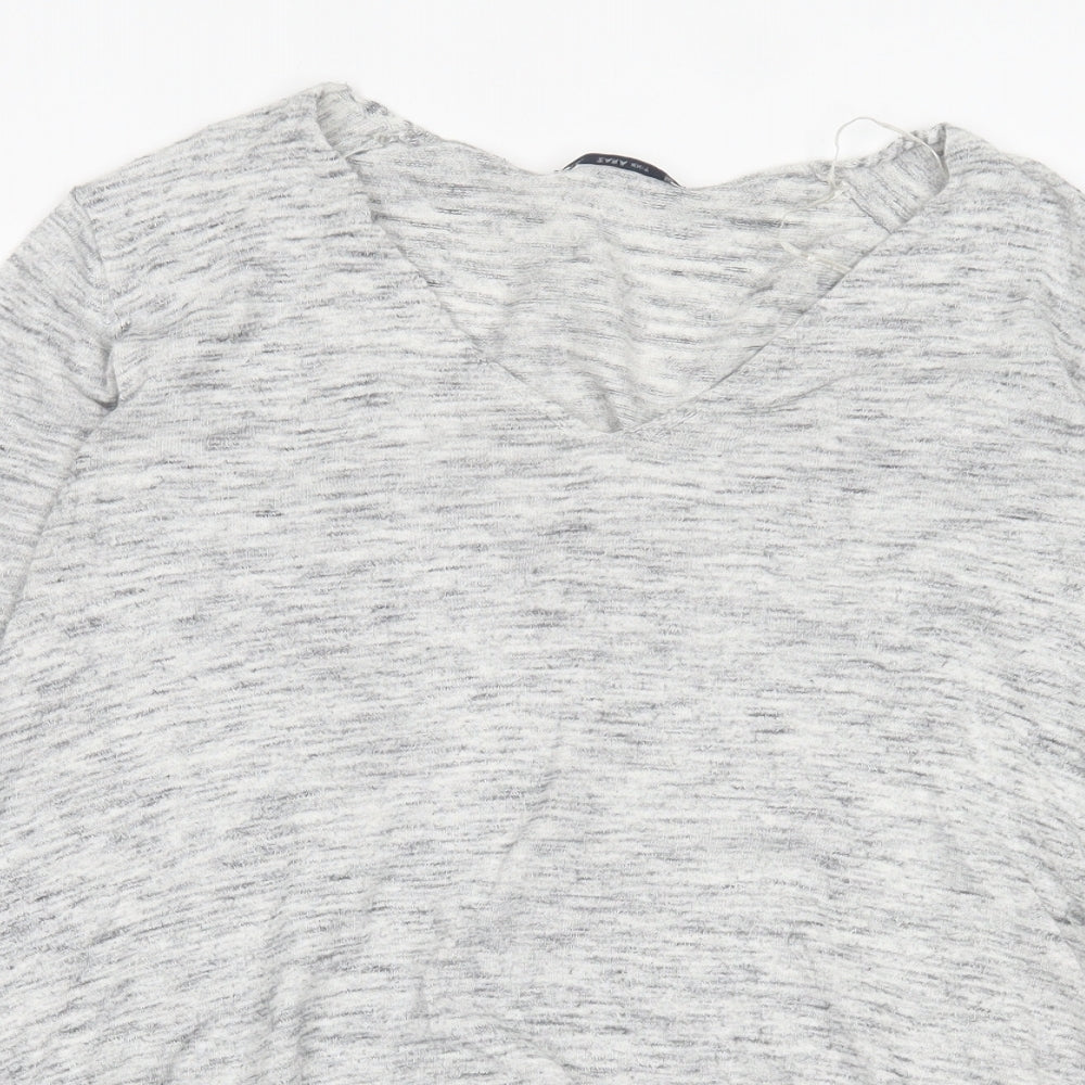 Zara Womens Grey V-Neck  Polyester Pullover Jumper Size M