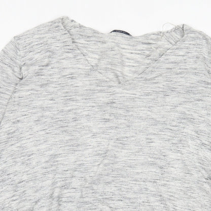 Zara Womens Grey V-Neck  Polyester Pullover Jumper Size M