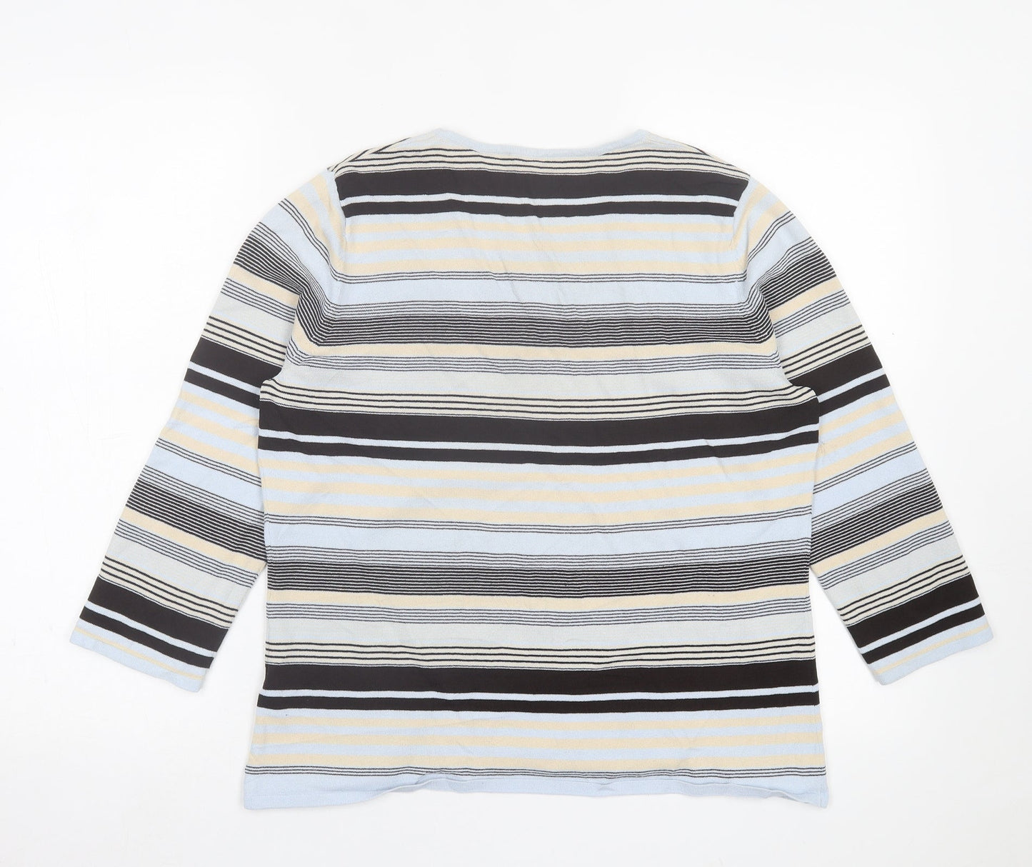Preworn Womens Blue Crew Neck Striped Viscose Pullover Jumper Size L