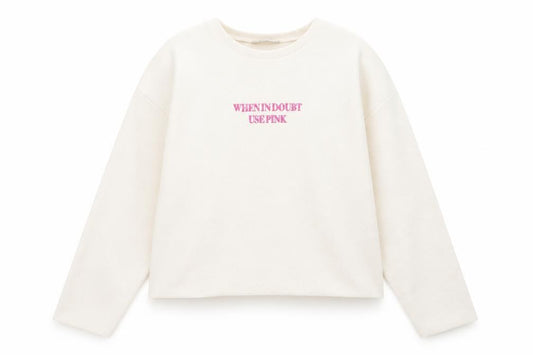 Zara Womens Ivory  Polyester Pullover Sweatshirt Size S