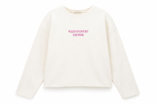 Zara Womens Ivory  Polyester Pullover Sweatshirt Size S