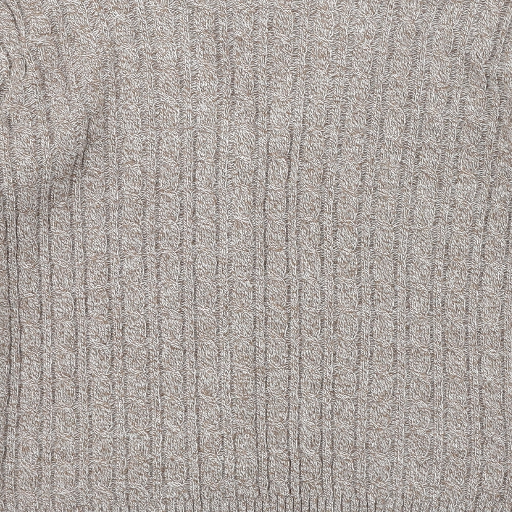 CHIC Womens Beige Round Neck  Acrylic Cardigan Jumper Size M