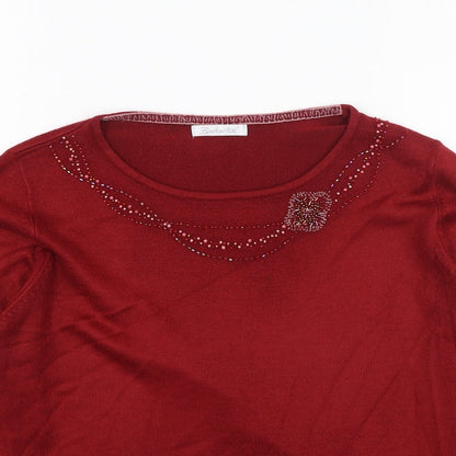 Berkertex Womens Red Round Neck  Acrylic Pullover Jumper Size 14