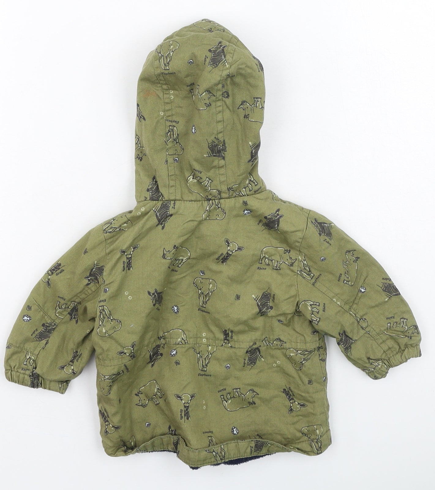 Preworn Boys Green   Basic Coat Coat Size 0-3 Months    - animals