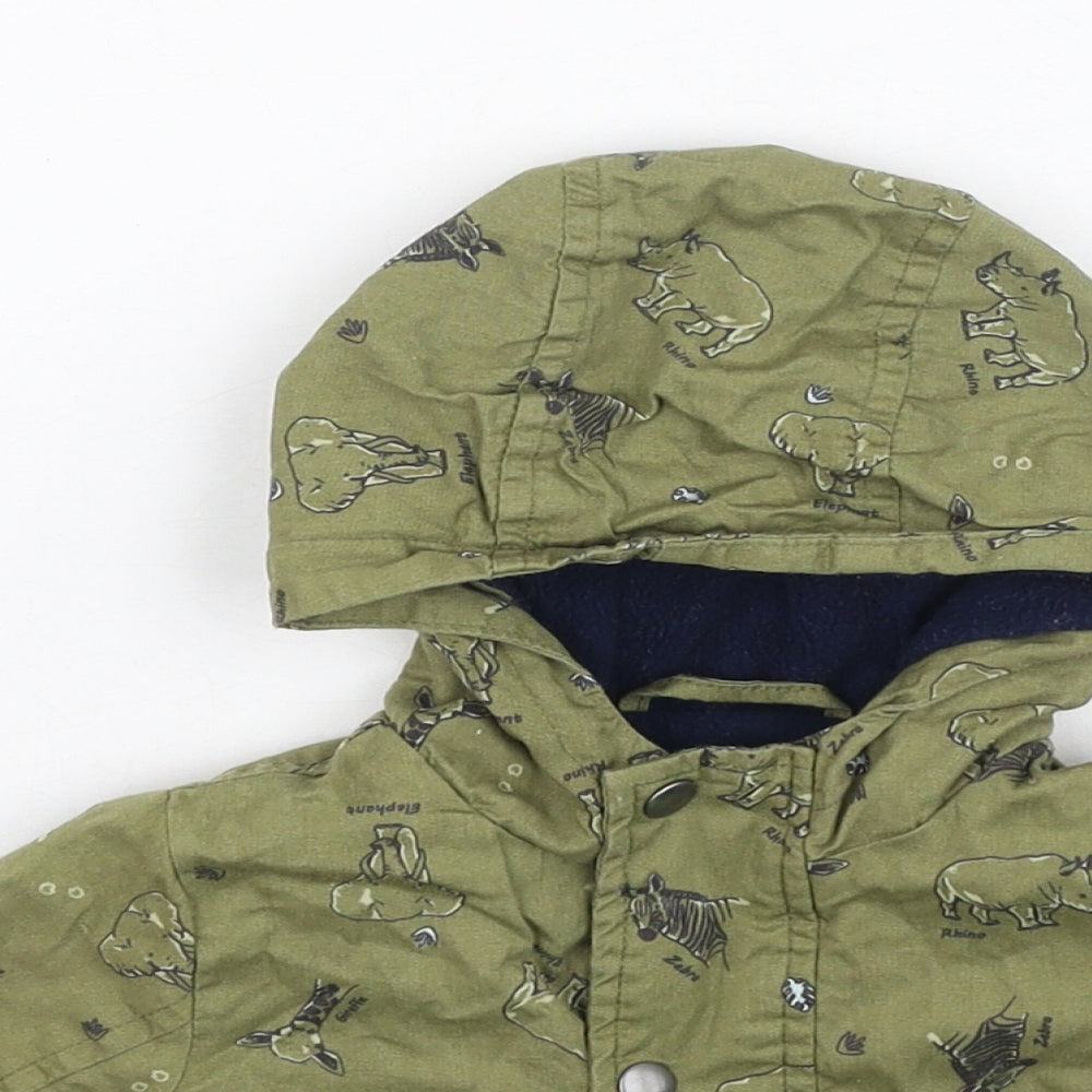 Preworn Boys Green   Basic Coat Coat Size 0-3 Months    - animals