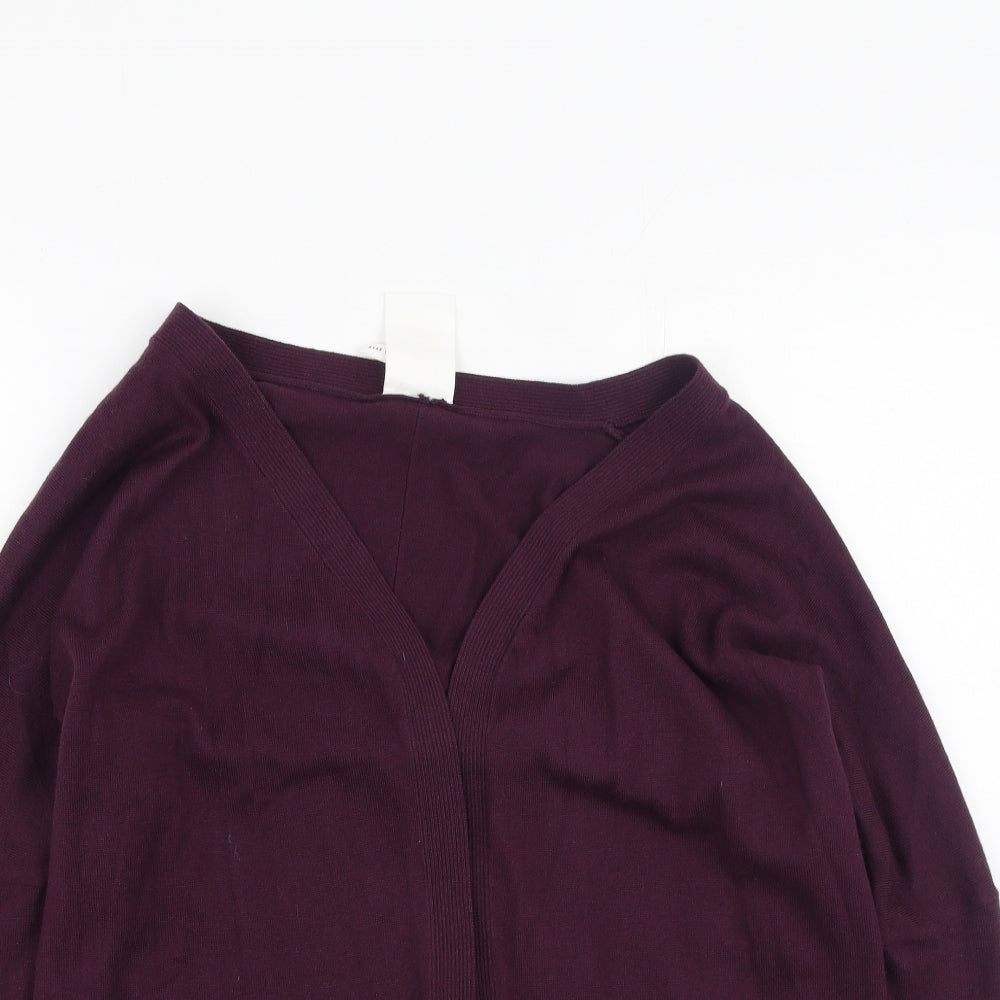 thought Womens Purple V-Neck  Cotton Full Zip Jumper Size 10