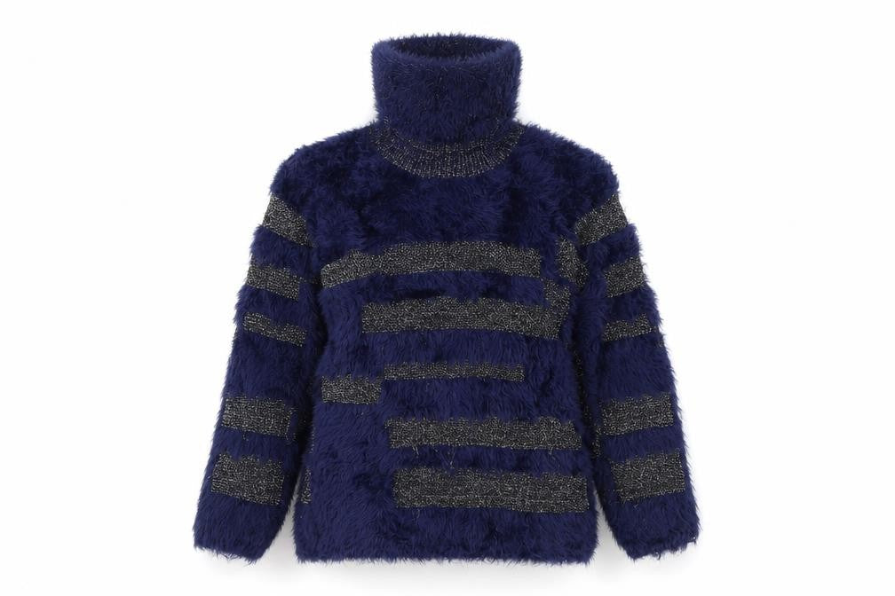 Preworn Womens Blue High Neck  Polyamide Pullover Jumper Size S