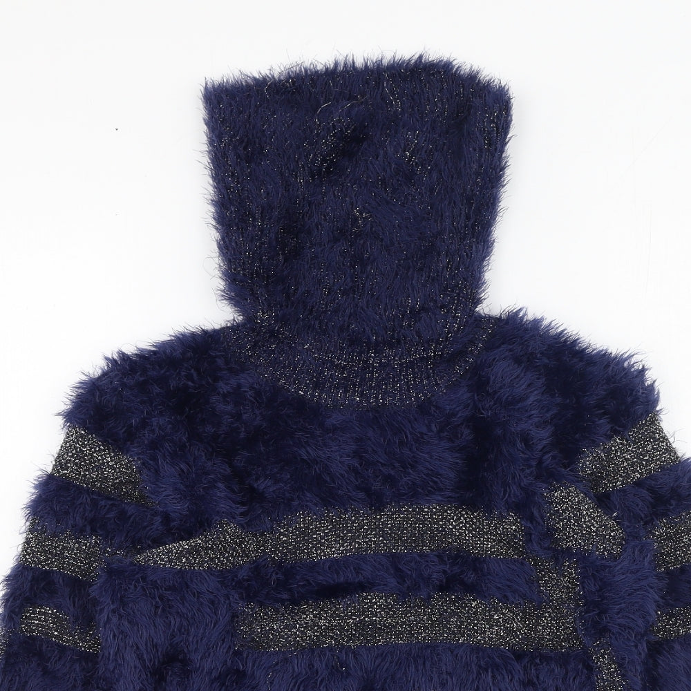 Preworn Womens Blue High Neck  Polyamide Pullover Jumper Size S