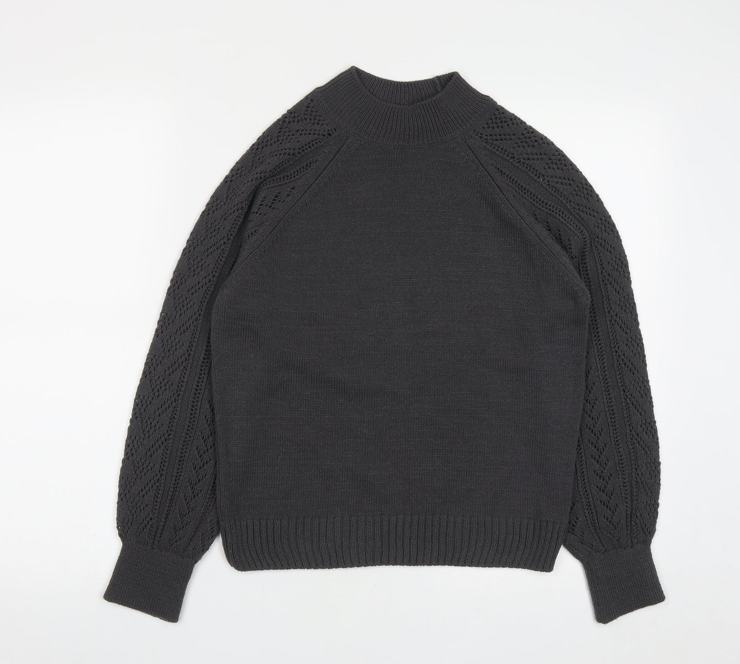 TU Womens Grey High Neck  Acrylic Pullover Jumper Size 10