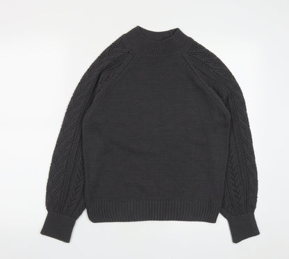 Tu Womens Grey High Neck  Acrylic Pullover Jumper Size 10