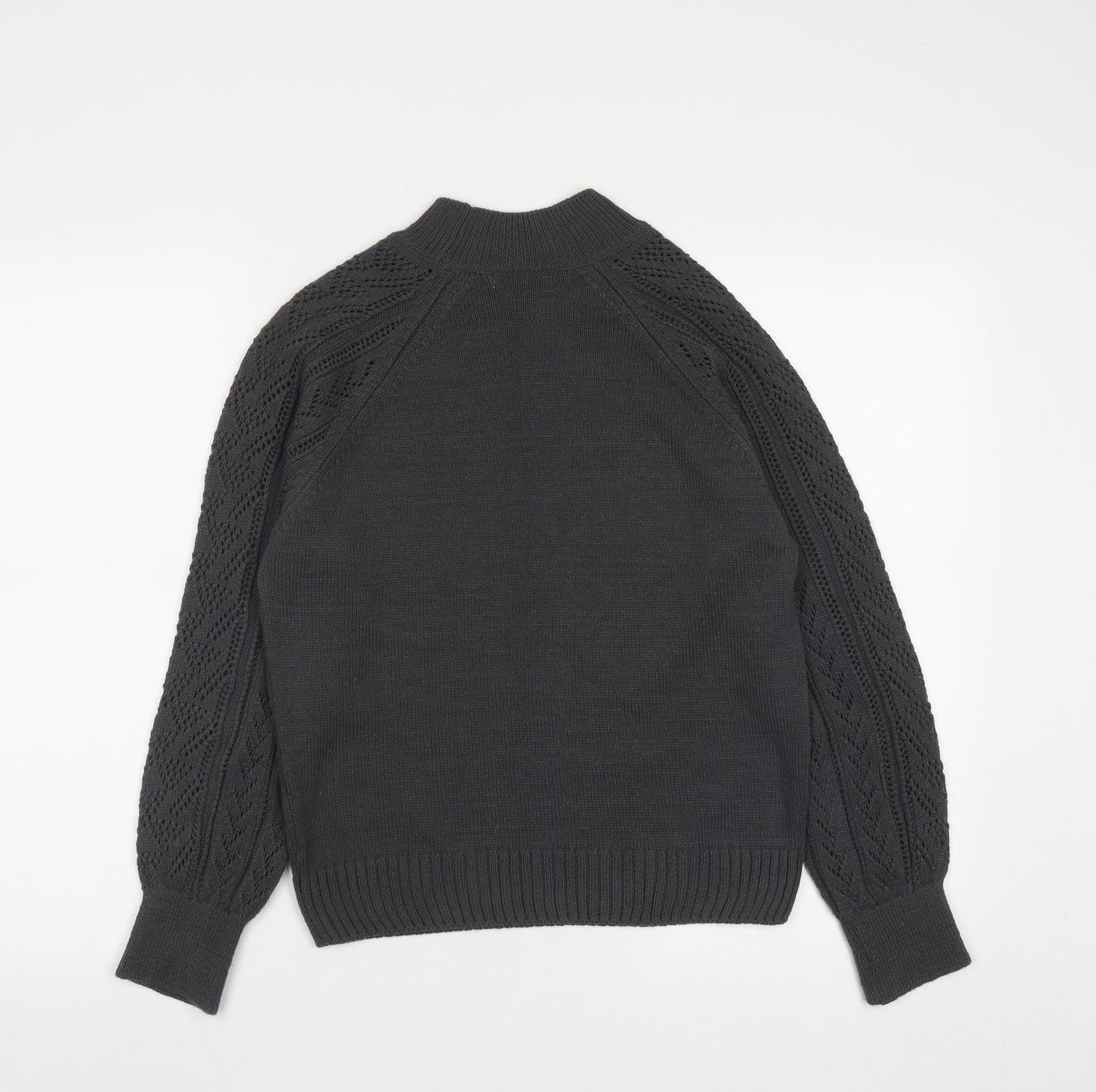 TU Womens Grey High Neck  Acrylic Pullover Jumper Size 10