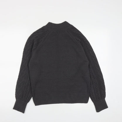 Tu Womens Grey High Neck  Acrylic Pullover Jumper Size 10