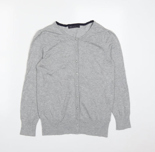 Marks and Spencer Womens Grey Round Neck  Viscose Full Zip Jumper Size 8
