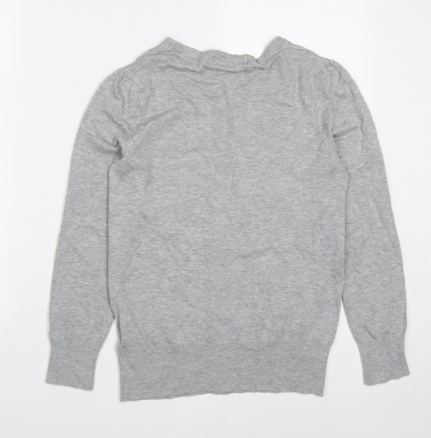 Marks and Spencer Womens Grey Round Neck  Viscose Full Zip Jumper Size 8