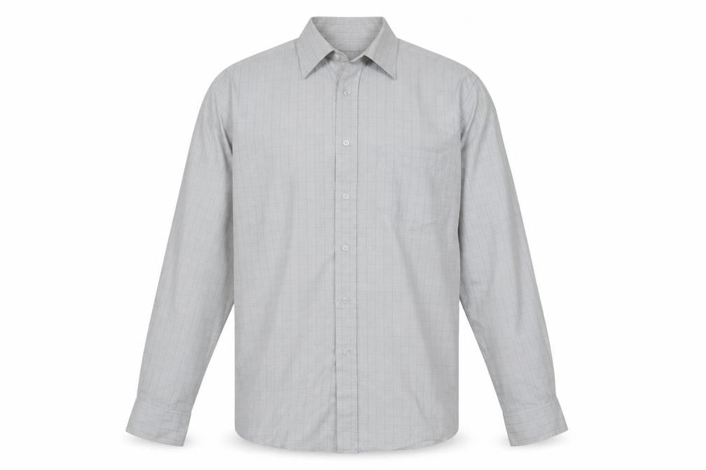 Dunnes Mens Grey Plaid Cotton  Button-Up Size 16 Collared Button