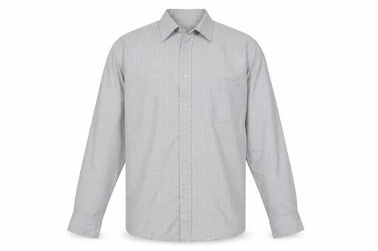 Dunnes Mens Grey Plaid Cotton  Button-Up Size 16 Collared Button
