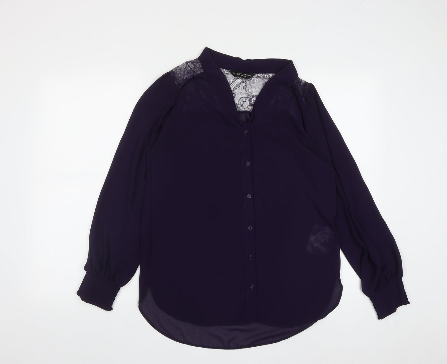 Dorothy Perkins Womens Purple  Polyester Basic Button-Up Size 10 V-Neck