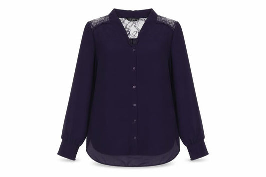 Dorothy Perkins Womens Purple  Polyester Basic Button-Up Size 10 V-Neck