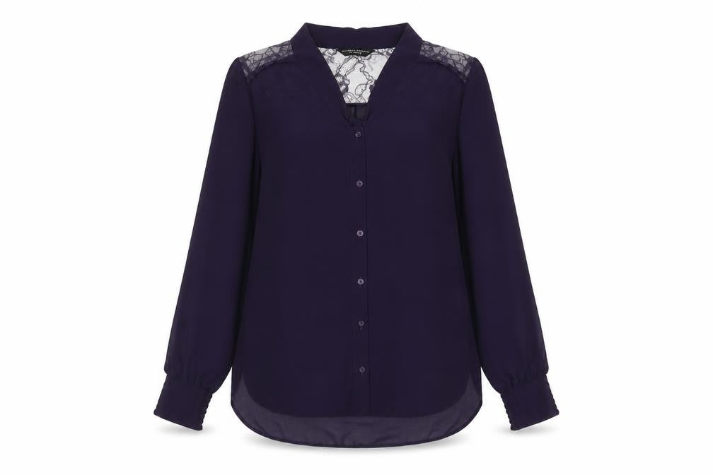Dorothy Perkins Womens Purple  Polyester Basic Button-Up Size 10 V-Neck