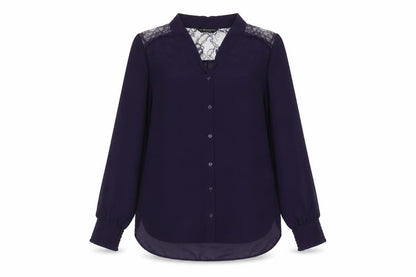 Dorothy Perkins Womens Purple  Polyester Basic Button-Up Size 10 V-Neck