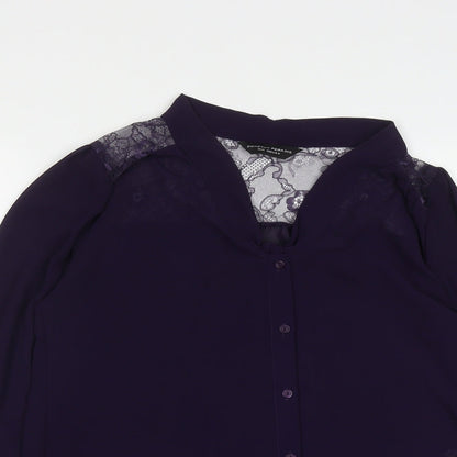 Dorothy Perkins Womens Purple  Polyester Basic Button-Up Size 10 V-Neck