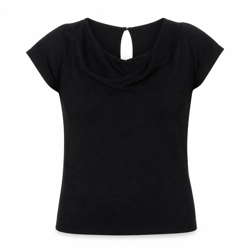 b.young Womens Black  Polyamide Basic T-Shirt Size S Cowl Neck