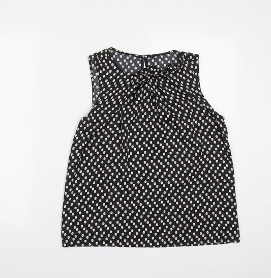 Fifth Avenue Womens Black Geometric Polyester Basic Tank Size 10 Round Neck