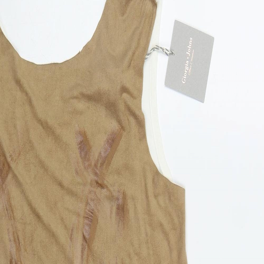 Giorgia & Johns Womens Brown  Polyester Basic Tank Size L Round Neck