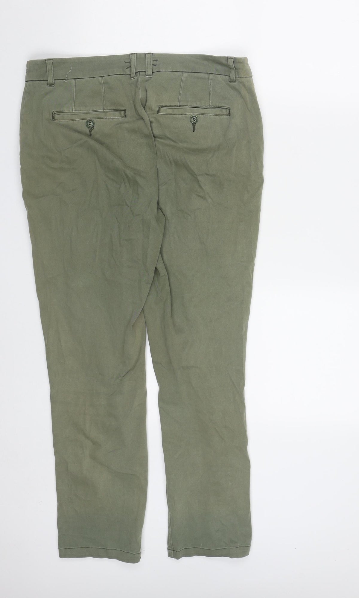 Oasis Womens Green  Cotton Trousers  Size 10 L27 in Regular Zip