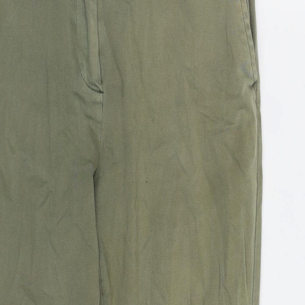 Oasis Womens Green  Cotton Trousers  Size 10 L27 in Regular Zip