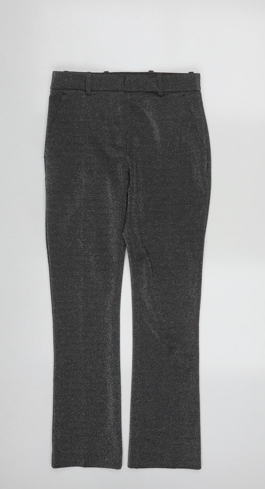 H&M Womens Silver  Polyester Sweatpants Trousers Size 6 L27 in Regular Zip