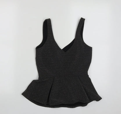 River Island Womens Black  Polyester Basic Tank Size 8 V-Neck