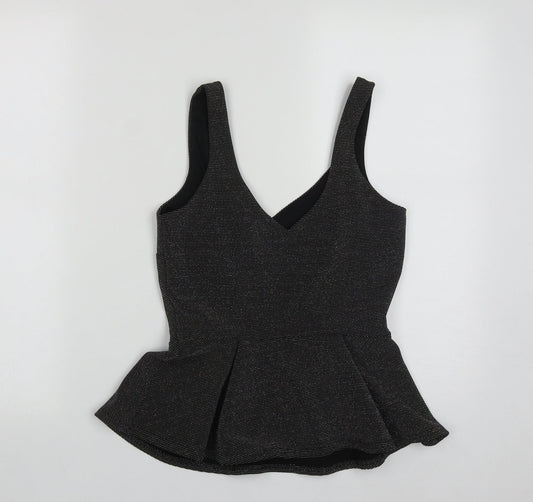 River Island Womens Black  Polyester Basic Tank Size 8 V-Neck