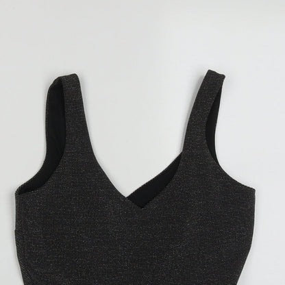 River Island Womens Black  Polyester Basic Tank Size 8 V-Neck
