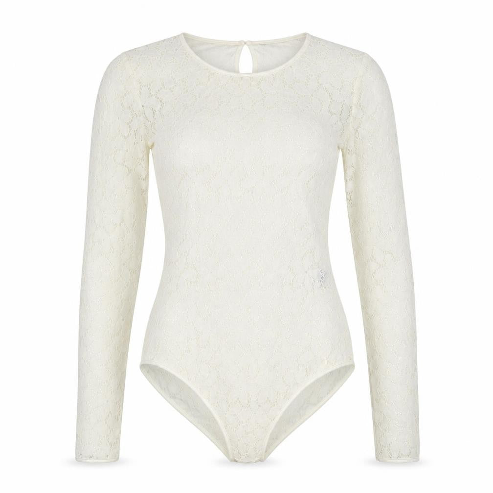 Marks & Spencer Womens White  Polyamide Bodysuit One-Piece Size 6  Snap