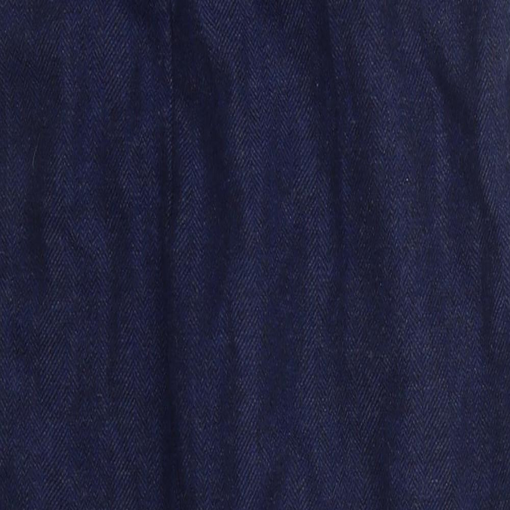 Preworn Womens Blue Herringbone Polyester Trousers  Size 12 L27 in Regular Hook & Eye