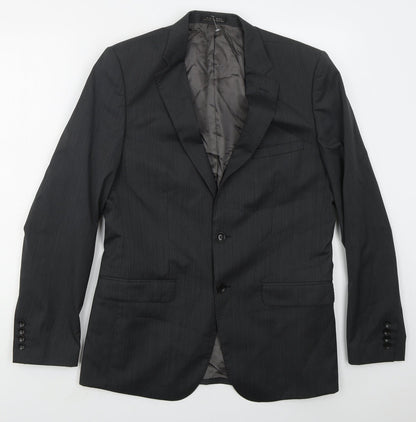 Zara Mens Grey Striped Wool Jacket Suit Jacket Size 40