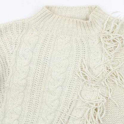 Preloved Marks and Spencer Womens Beige Mock Neck  Acrylic Pullover Jumper Size L - Detail
