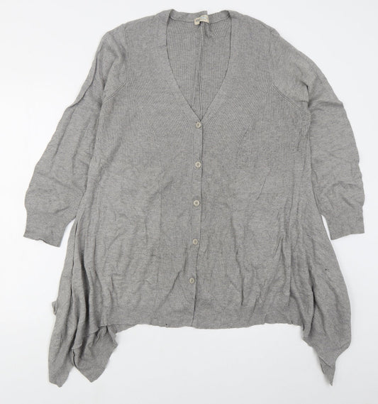 Marks and Spencer Womens Grey V-Neck  Viscose Cardigan Jumper Size 20