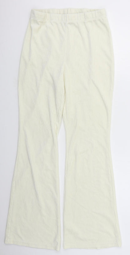 Preloved H&M Womens Ivory  Cotton Trousers  Size M L30 in Regular - Front