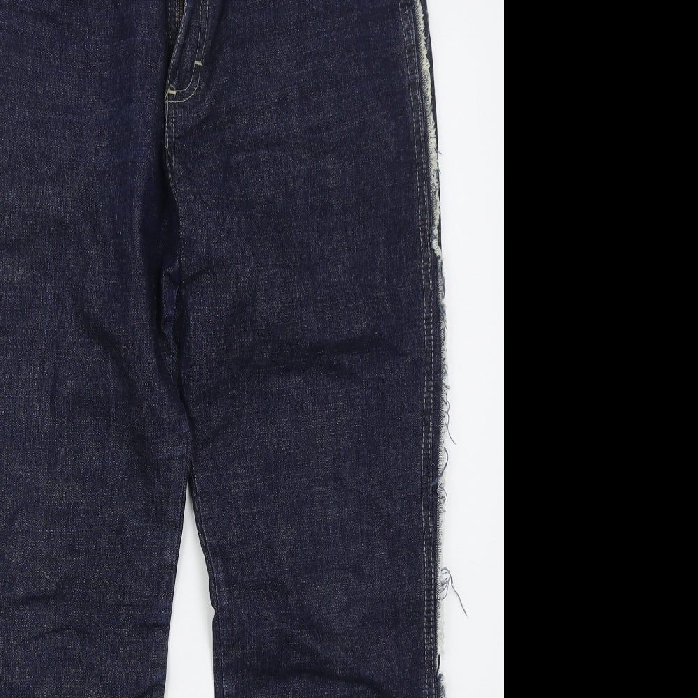 Preworn Womens Blue  Cotton Bootcut Jeans Size 32 in L29 in Regular Button - Frayed Sides and Hem