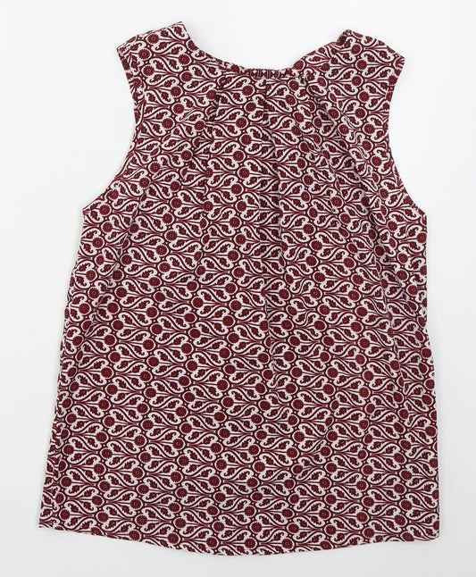 Influence Womens Red Geometric Polyester Basic Tank Size 8 Round Neck