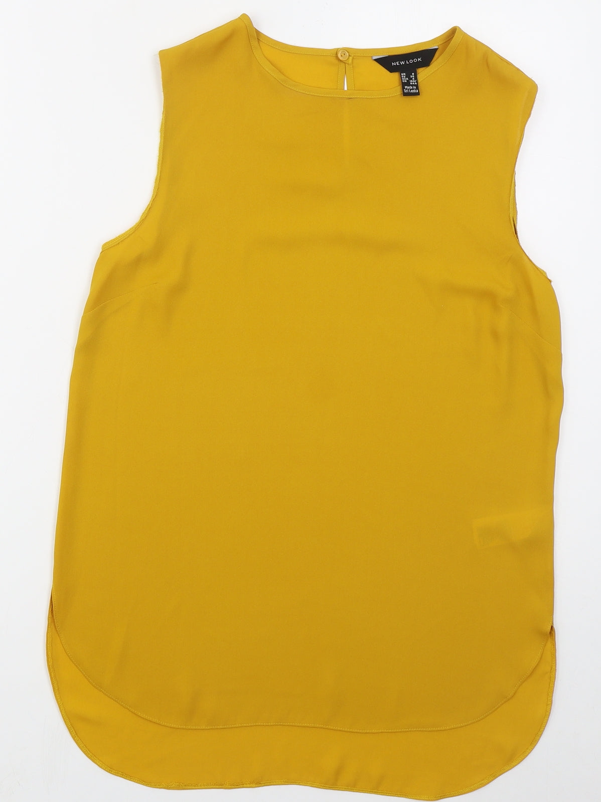 New Look Womens Yellow  Polyester Basic Tank Size 8 Round Neck